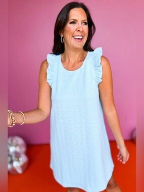 SSYS Emma Ruffle Racerback Dress in Cane Quilted Powder Blue
